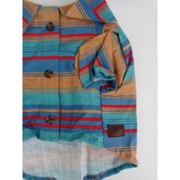 NWT Top Paw Striped Button Down Camp Dog Shirt Size Small - Picture 3 of 6